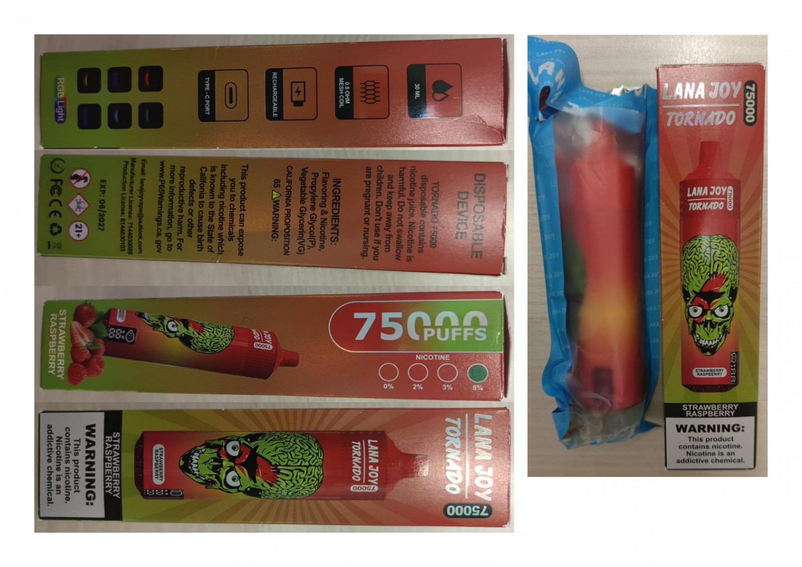 Jednorázová elektronická cigareta LANA JOY TORNADO 75000: Fotografie