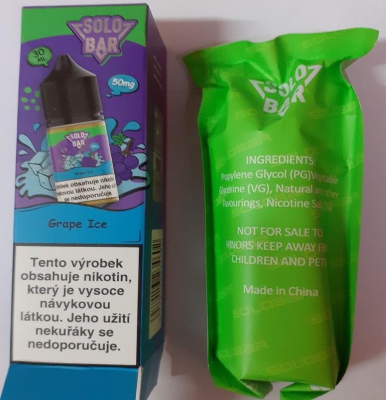 Náplň do elektronické cigarety Solo Bar, Nic Salts, e-liquid – příchuť Grape ICE: Fotografie č. 3