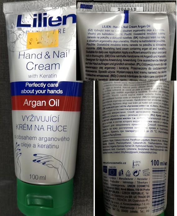 Krém na ruce a nehty Lilien, HAND CARE, Hand & Nail Cream, Argan Oil: Fotografie