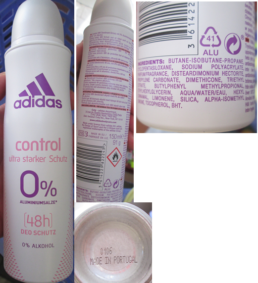 adidas, control ultra starker Schutz, 0 % ALUMINIUMSALZE, (48 h) DEO SCHUTZ, 0 %  ALKOHOL: Fotografie