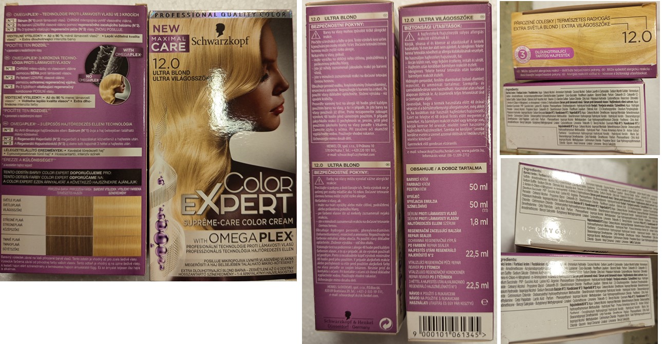 Barva na vlasy Schwarzkopf, NEW MAXIMAL CARE, Color EXPERT, 12.0 ULTRA BLOND: Fotografie
