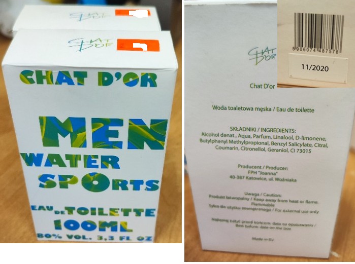 Toaletní voda CHAT D´OR MEN WATER SPORTS, EAU DE TOILETTE: Fotografie