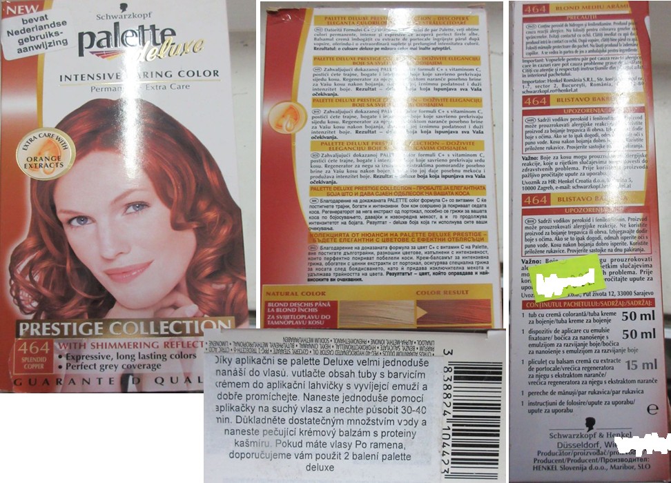 Barva na vlasy Schwarzkopf palette deluxe, INTENSIVE CARING COLOR, 464: Fotografie