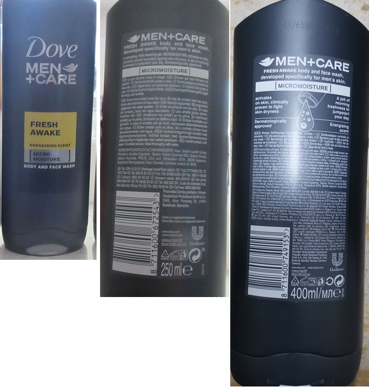 Dove, MEN+CCARE, FRESCH AWAKE, ENERGISING SCEN, BODY AND FACE WASH: Fotografie